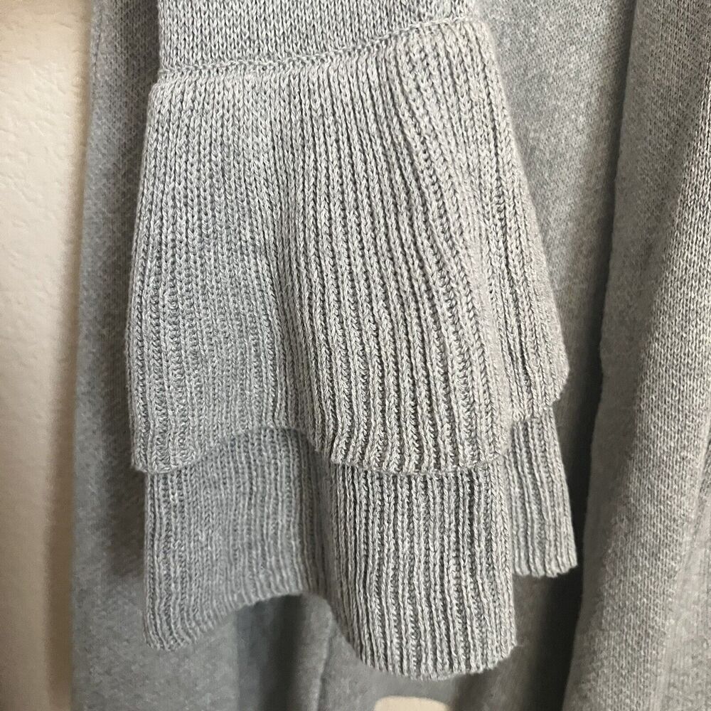 LOFT Women NWT Open Long Cardigan Coatigan Knit Sz S Bell Sleeve Ruffles Gray - Picture 4 of 5